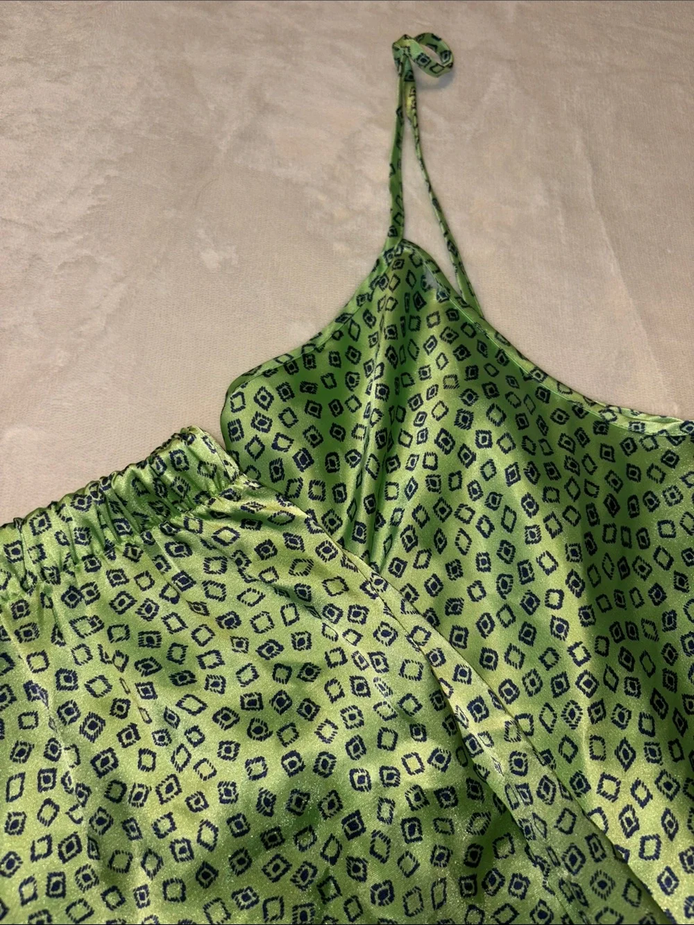 No Boundaries Green Printed lounge wear matching set